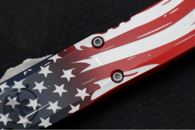 Garage Sale Microtech UTX-85 OTF Gen IV 250th Anniversary 4th of July Edition - Tanto Blade / Apocolyptic Finish / "250th Anniversary 4th of July" Aluminum Handle 12334-10APS-4J250 - Northwest Knives