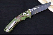 Microtech Amphibian Outbreak Folder RAM-Lok - Drop Point / Darkwash Outbreak Finish / Outbreak Green Aluminum Handle with Red Blood Splatter 137RL-1FLOBS - Northwest Knives