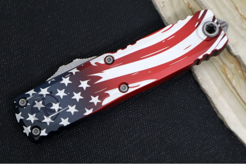 Garage Sale Microtech UTX-85 OTF Gen IV 250th Anniversary 4th of July Edition - Tanto Blade / Apocolyptic Finish / "250th Anniversary 4th of July" Aluminum Handle 12334-10APS-4J250 - Northwest Knives