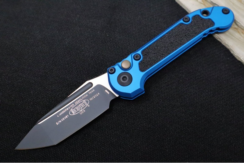Microtech L.U.D.T Gen III - Black Finish / Tanto Blade / Blue Aluminum Handle & Black Traction Tape Inlay - 1136-1BL - Northwest Knives