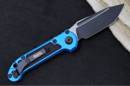 Microtech L.U.D.T Gen III - Black Finish / Tanto Blade / Blue Aluminum Handle & Black Traction Tape Inlay - 1136-1BL