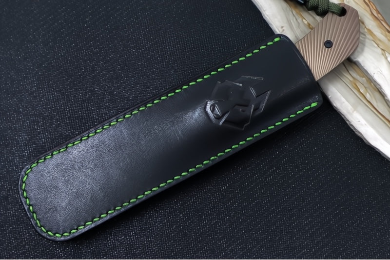Jack Wolf Knives Bordertown Bowie Fixed Blade Knife - Titanium Starburst Handle / Bowie Blade / CPM-S90V Steel / Satin Finish
