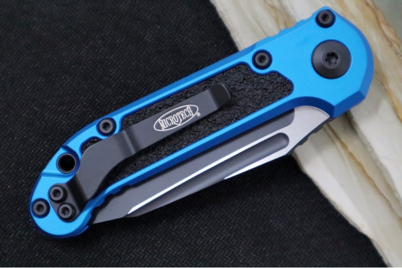 Microtech L.U.D.T Gen III - Black Finish / Tanto Blade / Blue Aluminum Handle & Black Traction Tape Inlay - 1136-1BL