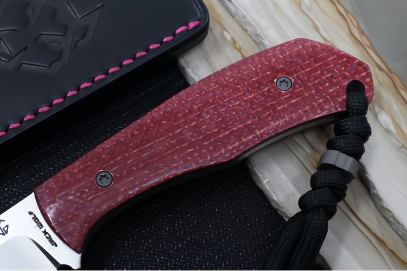 Jack Wolf Knives Bordertown Bowie Fixed Blade Knife - Vibe Jute Bordeaux Handle / BowieBlade / CPM-S90V Steel / Satin Finish