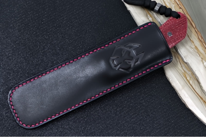 Jack Wolf Knives Bordertown Bowie Fixed Blade Knife - Vibe Jute Bordeaux Handle / BowieBlade / CPM-S90V Steel / Satin Finish
