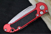 Microtech L.U.D.T Gen III - Stonewashed Finish / Drop Point Blade / Red Aluminum Handle & Black Traction Tape Inlay - 1135-10RD - Northwest Knives