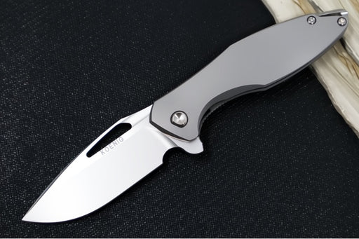 Koenig Mini Arius - Smooth Standard Handle - Stonewashed Blade with Polished Flats - Silver Spacer & Hardware (Gen 1) - Northwest Knives