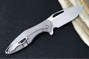 Koenig Mini Arius - Smooth Standard Handle - Stonewashed Blade with Polished Flats - Silver Spacer & Hardware (Gen 1) - Northwest Knives