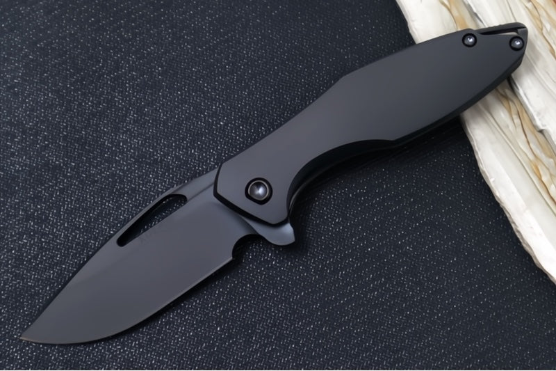 Koenig Mini Arius Flipper - Matte Black DLC Smooth Handle - Matte Black DLC Finished Blade - Black DLC Spacer & Hardware & Clip