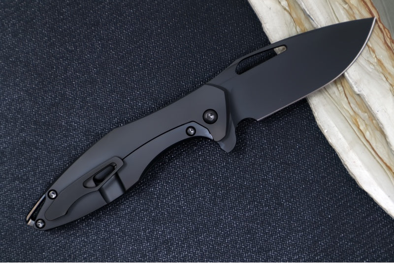 Koenig Mini Arius Flipper - Matte Black DLC Smooth Handle - Matte Black DLC Finished Blade - Black DLC Spacer & Hardware & Clip