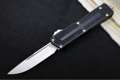 Microtech Scarab II OTF Signature Series - Stonewashed Blade / Drop Point / Black Anodized Aluminum Black Handle 1278-10