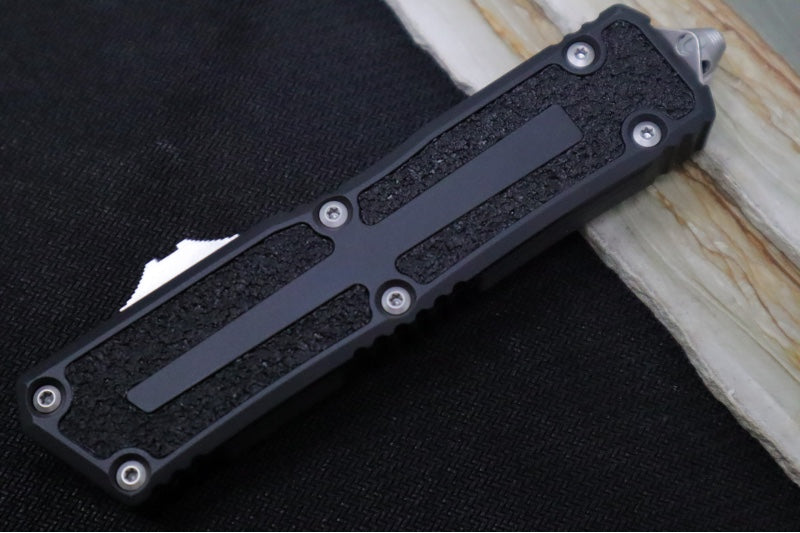 Microtech Scarab II OTF Signature Series - Stonewashed Blade / Drop Point / Black Anodized Aluminum Black Handle 1278-10