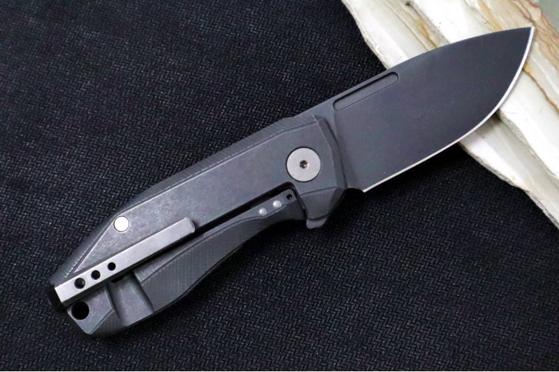 Lionsteel Nano Flipper - Old Black PVD Finish / Drop Point Blade / CPM-Magnacut Steel / Purple Haze Fat Carbon Fiber Handle NA01PH - Northwest Knives