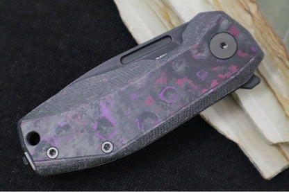 Lionsteel Nano Flipper - Old Black PVD Finish / Drop Point Blade / CPM-Magnacut Steel / Purple Haze Fat Carbon Fiber Handle NA01PH