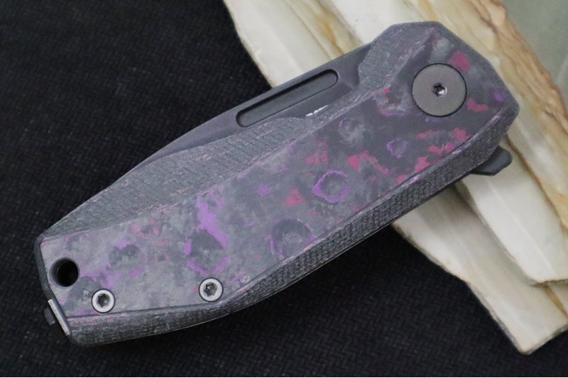 Lionsteel Nano Flipper - Old Black PVD Finish / Drop Point Blade / CPM-Magnacut Steel / Purple Haze Fat Carbon Fiber Handle NA01PH - Northwest Knives