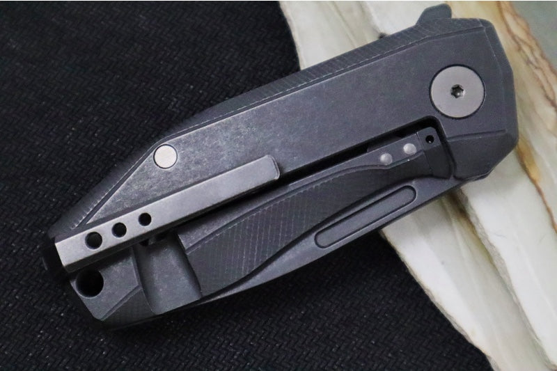 Lionsteel Nano Flipper - Old Black PVD Finish / Drop Point Blade / CPM-Magnacut Steel / Purple Haze Fat Carbon Fiber Handle NA01PH - Northwest Knives