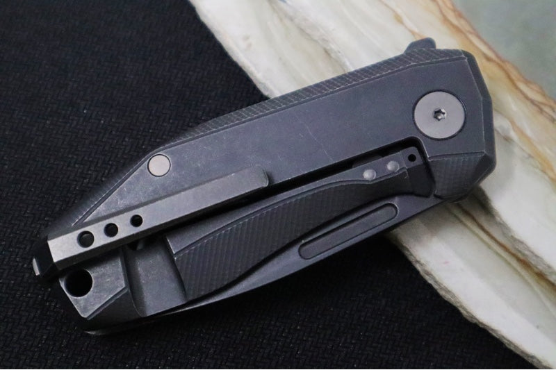 Lionsteel Nano Flipper - Old Black PVD Finish / Drop Point Blade / CPM-Magnacut Steel / Nebula FatCarbon Fiber Handle NA01NB