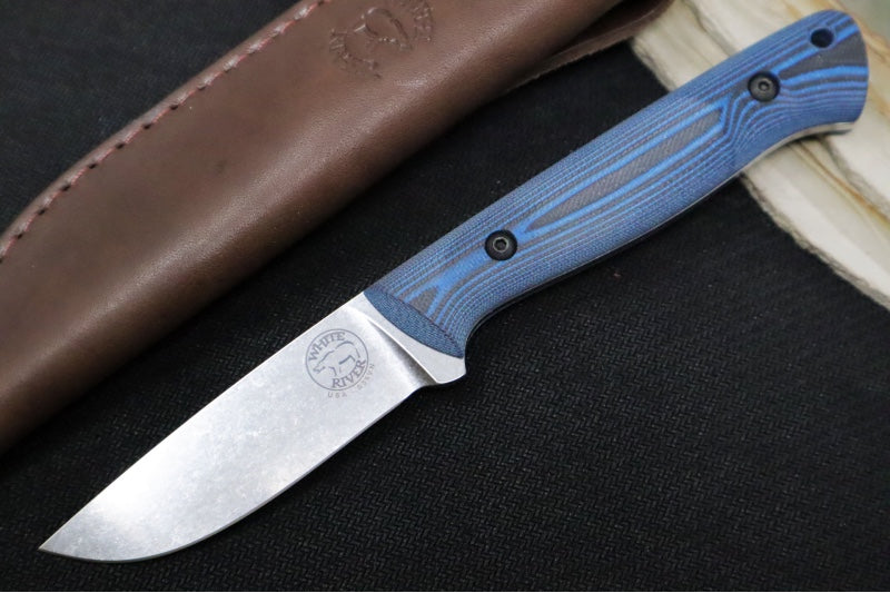 White River Knives Jason Fry Utility Hunter - CPM-S35VN Steel / Tumbled Stonewash Finish / Black & Blue G-10 Handle WRFRY-UHT-GBB - Northwest Knives