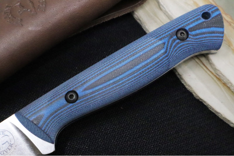 White River Knives Jason Fry Utility Hunter - CPM-S35VN Steel / Tumbled Stonewash Finish / Black & Blue G-10 Handle WRFRY-UHT-GBB - Northwest Knives