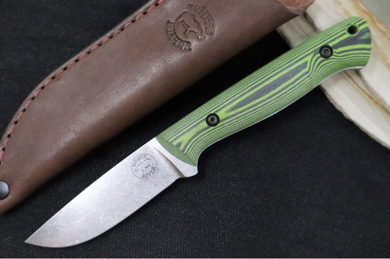 White River Knives Jason Fry Utility Hunter - CPM-S35VN Steel / Tumbled Stonewash Finish / Black & Green G-10 Handle WRFRY-UHT-GGB - Northwest Knives