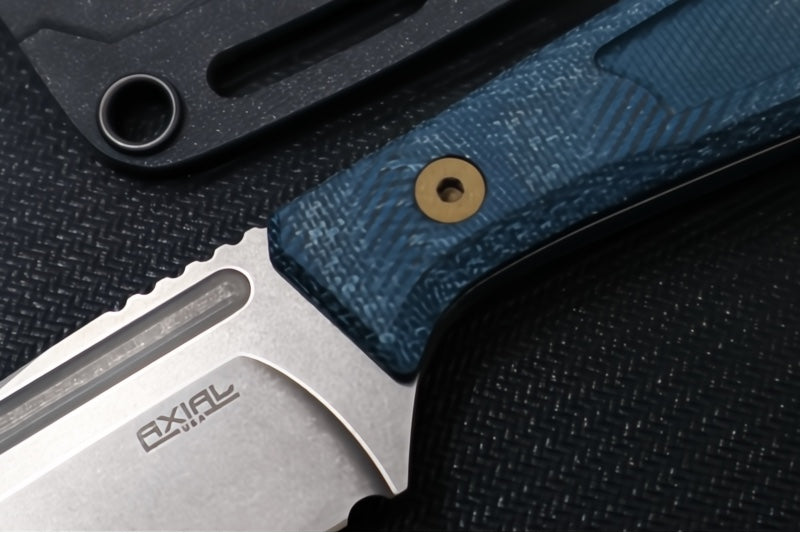 Axial Knives Alpine Ultralight Fixed Blade - Denium Micarta Handle / Drop Point Blade / CPM-Magnacut Steel / Black Kydex Sheath