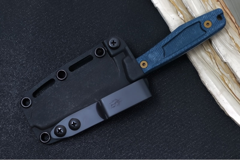 Axial Knives Alpine Ultralight Fixed Blade - Denium Micarta Handle / Drop Point Blade / CPM-Magnacut Steel / Black Kydex Sheath