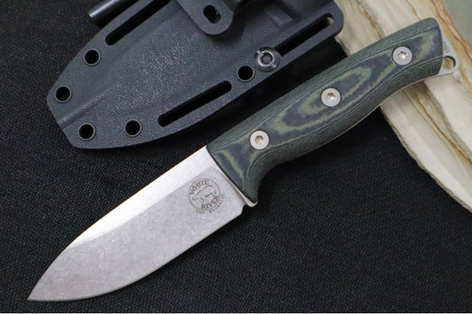 White River Ursus Cub - Black & OD Green Linen Micarta Handle / CPM-Magnacut Steel WRUR35-LBO