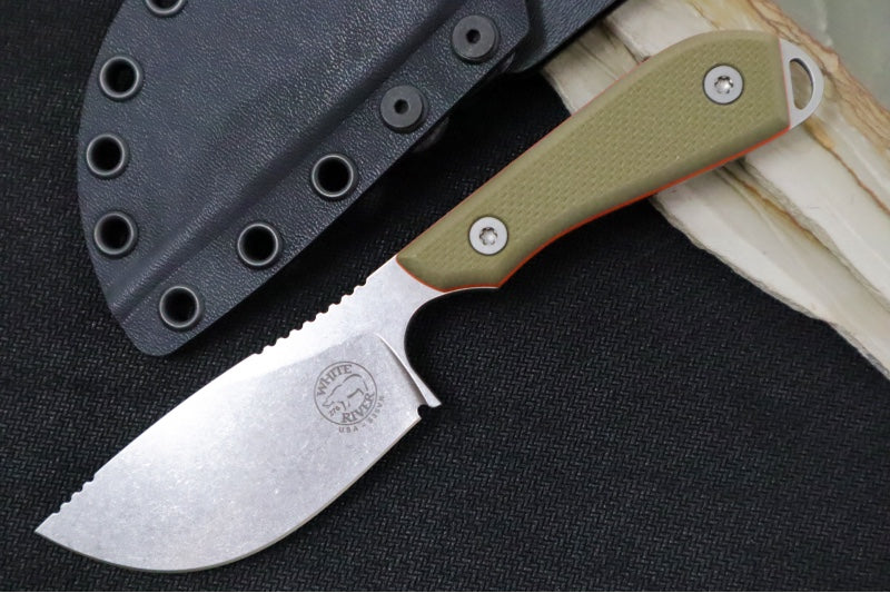 White River M1 Skinner - Textured Green & Orange G-10 Handle / CPM-S35VN Steel WRM1-SKN-TGO