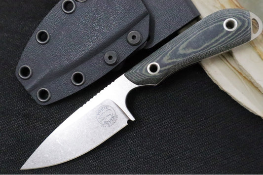 White River Knives Model 1 Caper Pro - CPM-Magnacut Steel / Black & Olive Drab Linen Micarta WRM1-LBO-MAG