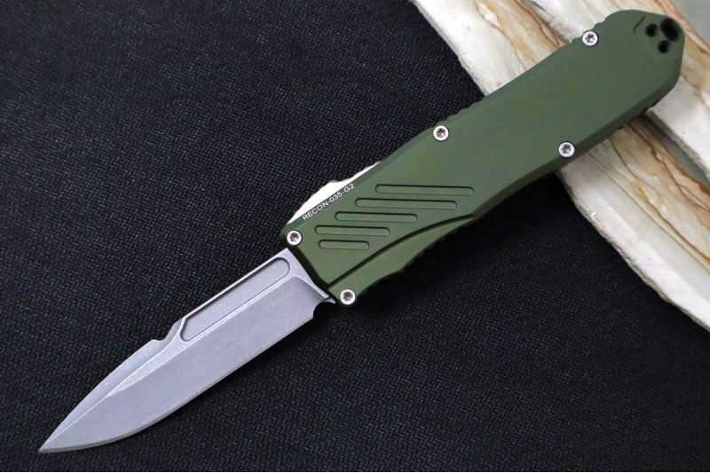 Guardian Tactical Recon 035 G2 - CPM-Magnacut Steel / Stonewashed Finish / Spear Point Blade/ OD Green Anodized Aluminum Handle 98511G2