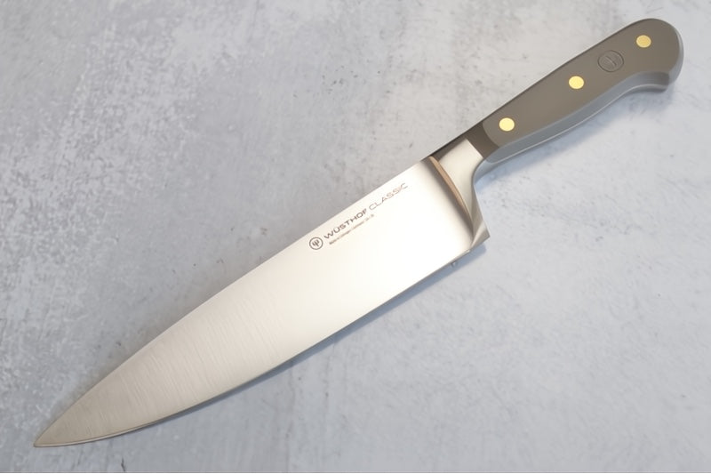 Wusthof Classic - Velvet Oyster - 8" Chef's Knife - Fully forged German stainless steel (X50 CrMoV 15) - Made in Solingen, Germany