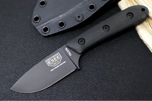 Esee Knives Pacaya Fixed Blade - Black Canvas Micarta Handle / CPM-3V Steel / Black Cerakoted Blade PACAYA-3V-B - Northwest Knives