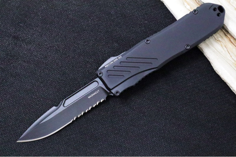 Guardian Tactical Recon 035 G2 - CPM-Magnacut Steel / Black Tactical Finish / Serrated Spear Point Blade / Black Anodized Aluminum Handle 93112G2 - Northwest Knives