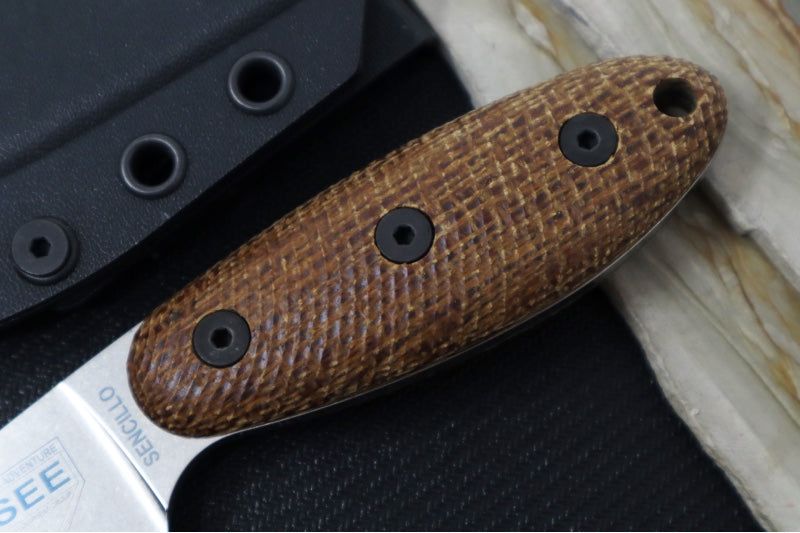 Esee Knives Sencillo Fixed Blade - Brown Burlap Micarta Handle / CPM-Magnacut Steel / Stonewashed Finish SENCILLO-M