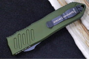 Guardian Tactical Recon 040 OTF - Serrated Drop Point Blade / Black Tactical Finish / Elmax Steel / OD Green Anodized Aluminum Handle 118112 - Northwest Knives