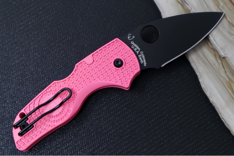 Spyderco Lil Native Lockback Lightweight - Pink FRN / BD1N Steel / Black DLC Finished Blade C230PPNBK