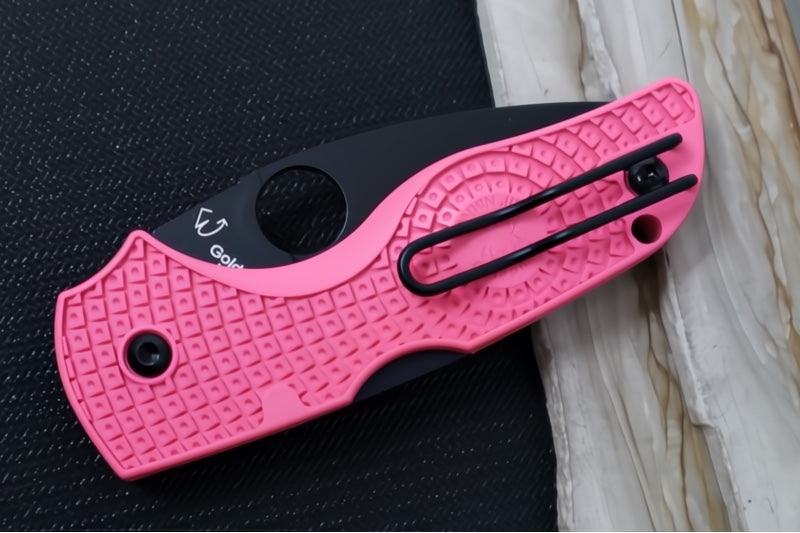 Spyderco Lil Native Lockback Lightweight - Pink FRN / BD1N Steel / Black DLC Finished Blade C230PPNBK