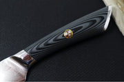 Cangshan Cutlery NAKA Series 6" Santoku Knife - 67 Layered Forged X-7 Damascus - Magnetic Wood Saya Sheath - Northwest Knives