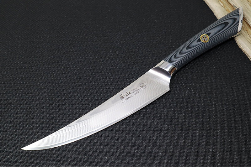 Cangshan Cutlery NAKA Series 7" Boning Knife - 67 Layered Forged X-7 Damascus - Magnetic Wood Saya Sheath - Northwest Knives
