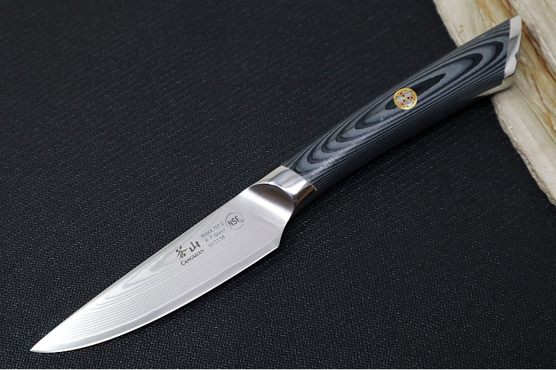 Cangshan Cutlery NAKA Series 3.5" Paring Knife - 67 Layered Forged X-7 Damascus - Magnetic Wood Saya Sheath