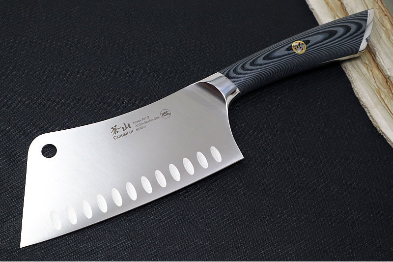 Cangshan Cutlery NAKA Series 6" Meat Cleaver Knife - 67 Layered Forged X-7 Damascus - Magnetic Wood Saya Sheath - Northwest Knives