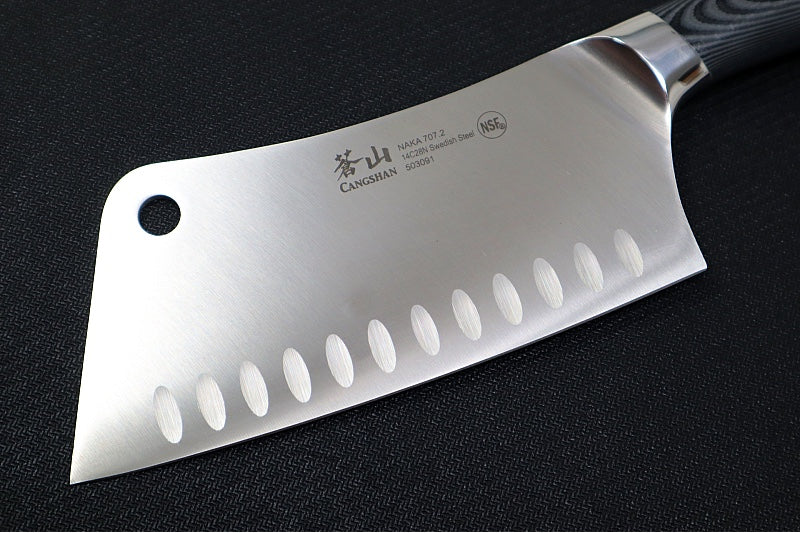 Cangshan Cutlery NAKA Series 6" Meat Cleaver Knife - 67 Layered Forged X-7 Damascus - Magnetic Wood Saya Sheath - Northwest Knives