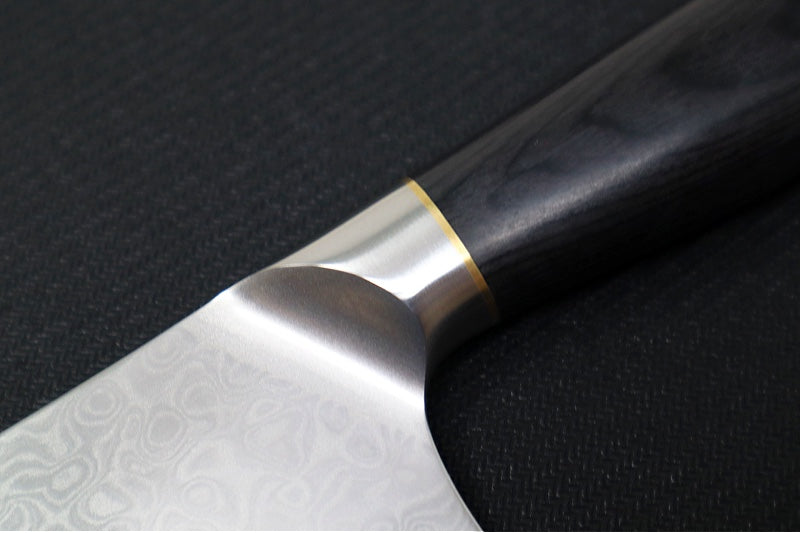Taski - 8" Chef Knife - 67-layer TS-60 Damascus - Black Pakkawood Handle - Handmade in Seki City, Japan
