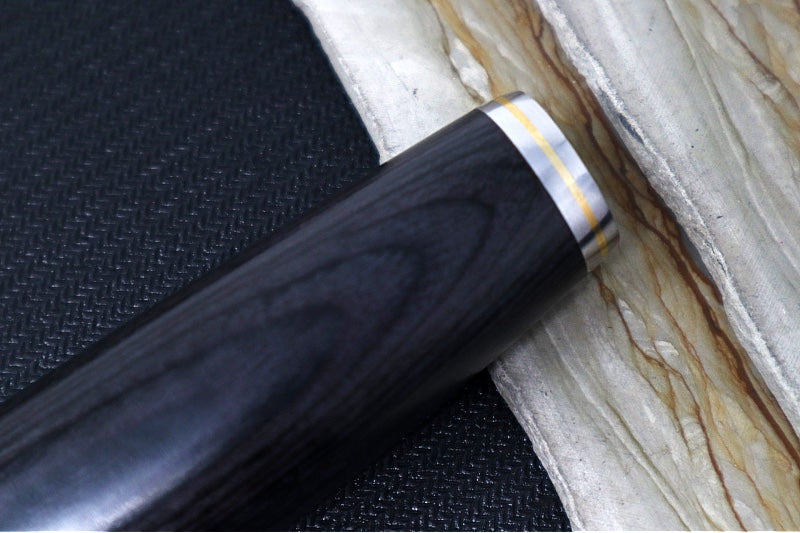 Taski - 8" Chef Knife - 67-layer TS-60 Damascus - Black Pakkawood Handle - Handmade in Seki City, Japan