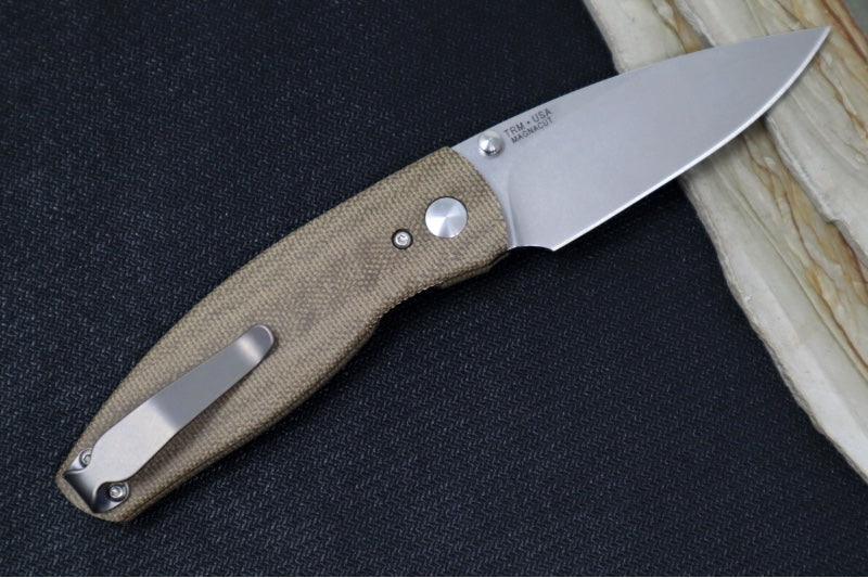 TRM Knives NEUTRON 2 Linerlock - OD Green Micarta Handle  / Magnacut Steel / Tumbled Finish - Northwest Knives