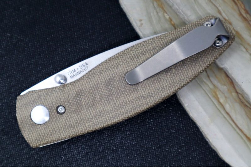 TRM Knives NEUTRON 2 Linerlock - OD Green Micarta Handle  / Magnacut Steel / Tumbled Finish - Northwest Knives