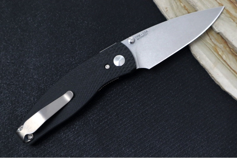 TRM Knives NEUTRON 2 Linerlock - Jet Black Lizard Skin G10 Handle  / Magnacut Steel / Tumbled Finish - Northwest Knives