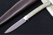 Lionsteel AG01 Fixed Blade - Green Canvas Micarta Handle & Titanium Bolsters / M390 Steel / Drop Point Blade / Brown Leather Sheath AG01CVG - Northwest Knives
