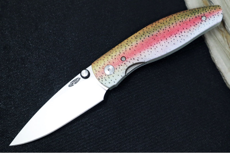 TRM Knives ATOM Linerlock - Rainbow Trout G10 Handle  / Magnacut Steel / Tumbled Finish