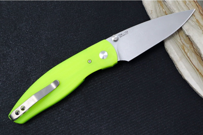 TRM Knives ATOM Linerlock - Day Glow Sunburst G10 Handle  / Magnacut Steel / Tumbled Finish